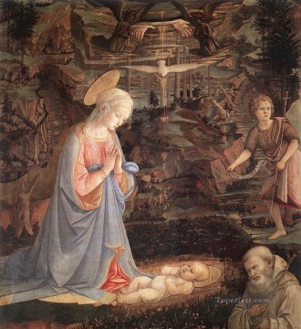 Fra Filippo Lippi Painting - Adoration Of The Child With Saints 1463 Renaissance Filippo Lippi